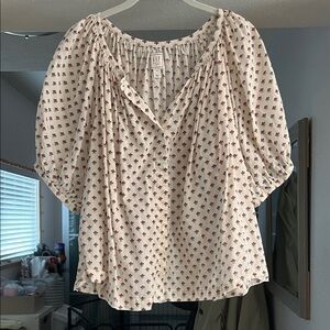 GAP Floral Cream and Red Blouse